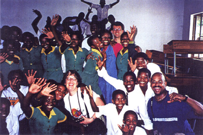 CAT staff with students in a South African school